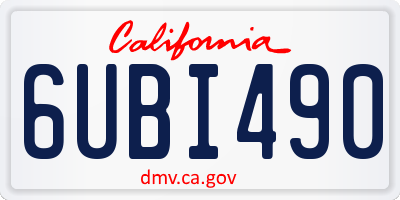 CA license plate 6UBI490