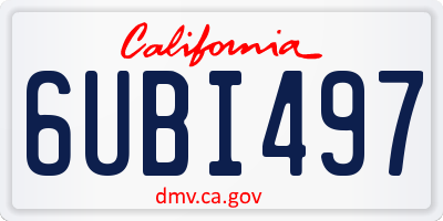 CA license plate 6UBI497