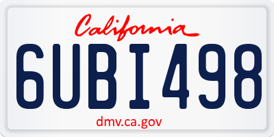 CA license plate 6UBI498