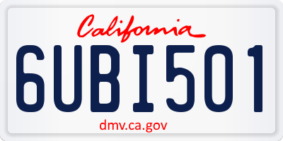 CA license plate 6UBI501
