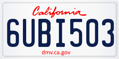 CA license plate 6UBI503