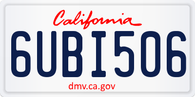 CA license plate 6UBI506