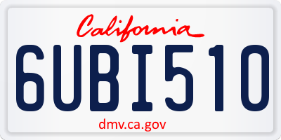 CA license plate 6UBI510