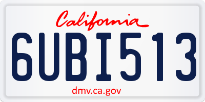 CA license plate 6UBI513