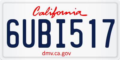 CA license plate 6UBI517