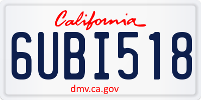 CA license plate 6UBI518