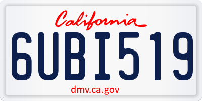 CA license plate 6UBI519