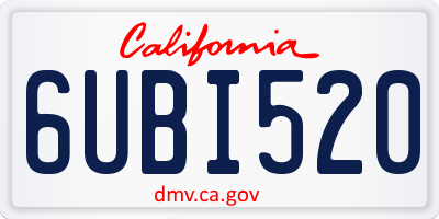 CA license plate 6UBI520