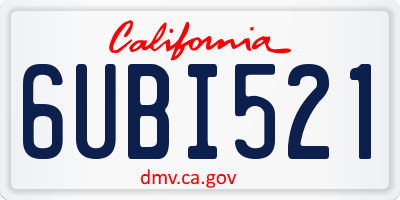 CA license plate 6UBI521