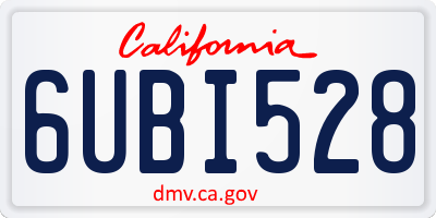 CA license plate 6UBI528