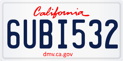 CA license plate 6UBI532