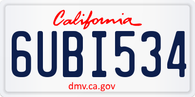 CA license plate 6UBI534