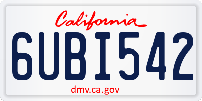 CA license plate 6UBI542