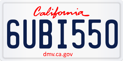 CA license plate 6UBI550