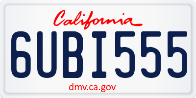 CA license plate 6UBI555
