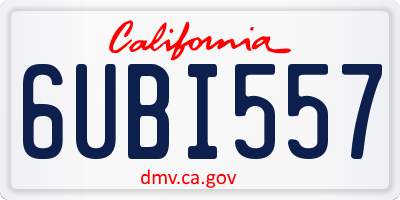 CA license plate 6UBI557