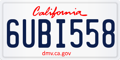 CA license plate 6UBI558