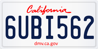 CA license plate 6UBI562