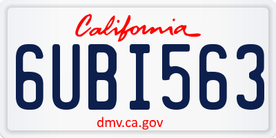 CA license plate 6UBI563