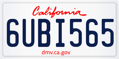 CA license plate 6UBI565