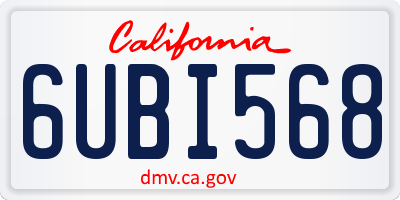CA license plate 6UBI568