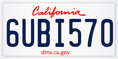 CA license plate 6UBI570