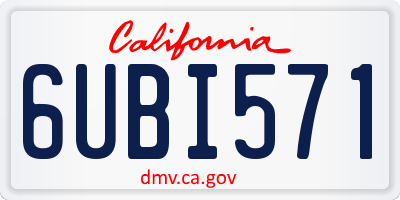 CA license plate 6UBI571
