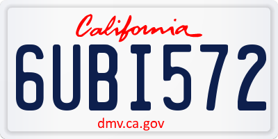 CA license plate 6UBI572