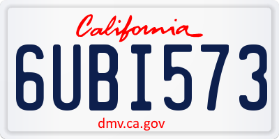 CA license plate 6UBI573