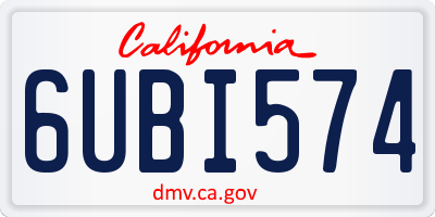 CA license plate 6UBI574