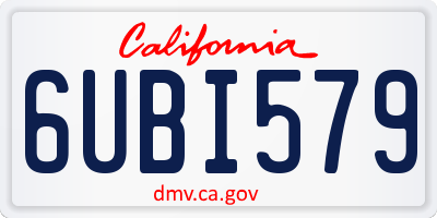 CA license plate 6UBI579