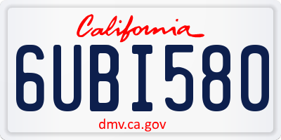 CA license plate 6UBI580