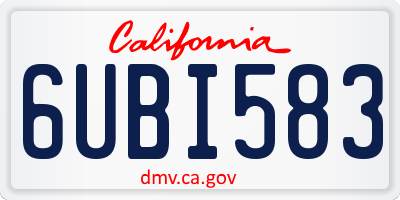 CA license plate 6UBI583