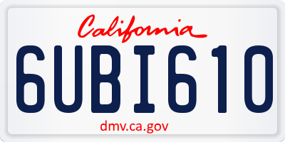 CA license plate 6UBI610