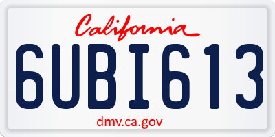 CA license plate 6UBI613