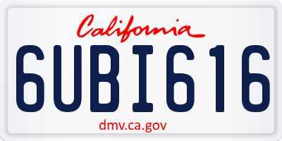 CA license plate 6UBI616