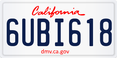 CA license plate 6UBI618