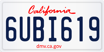 CA license plate 6UBI619
