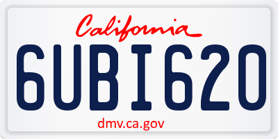 CA license plate 6UBI620