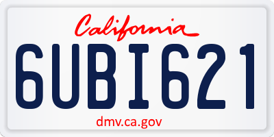 CA license plate 6UBI621