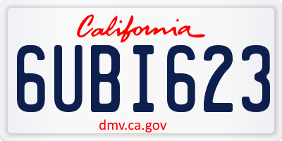 CA license plate 6UBI623