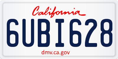 CA license plate 6UBI628