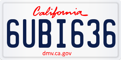 CA license plate 6UBI636