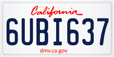 CA license plate 6UBI637