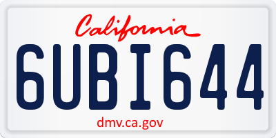 CA license plate 6UBI644