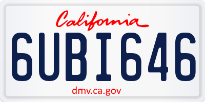 CA license plate 6UBI646