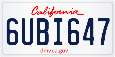 CA license plate 6UBI647