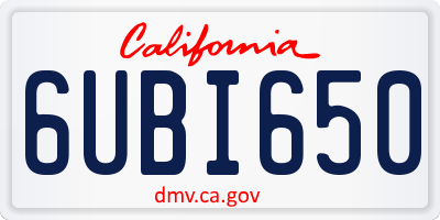 CA license plate 6UBI650