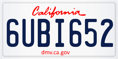 CA license plate 6UBI652