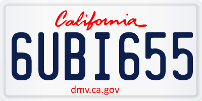 CA license plate 6UBI655